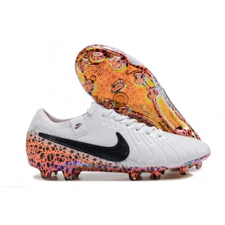 Buty Nike Tiempo Legend 10 Elite FG Biały Czarny Pomarańczowy